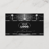 Black Silver Squiggles Sparking Diamonds Voeg Logo Visitekaartje (Voorkant)