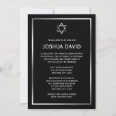 Black Silver Star van David Bar Mitzvah-uitnodigin Kaart (Voorkant)