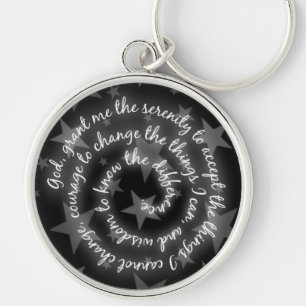Black & Silver Stars Serenity Prayer Sleutelhanger