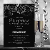 Black Silver Steampunk Surprise 80ste verjaardag Kaart