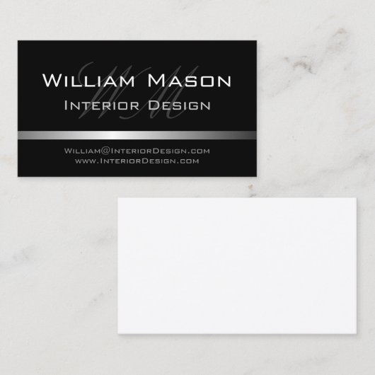 Black & Silver Stripe Professional-Visitekaartje Visitekaartje (Voorkant / Achterkant)