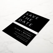 Black Silver Stripe Save the Date Elegant Folie Uitnodiging (Gedraaid)