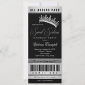 Black Silver Sweet 16 All Number Invitation Kaart (Voorkant)