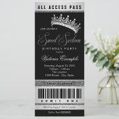 Black Silver Sweet 16 All Number Invitation Kaart
