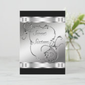 Black Silver Sweet Zestien Verjaardagsfeest Kaart (Staand voorkant)