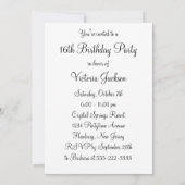 Black Silver Sweet Zestien Verjaardagsfeest Kaart (Achterkant)