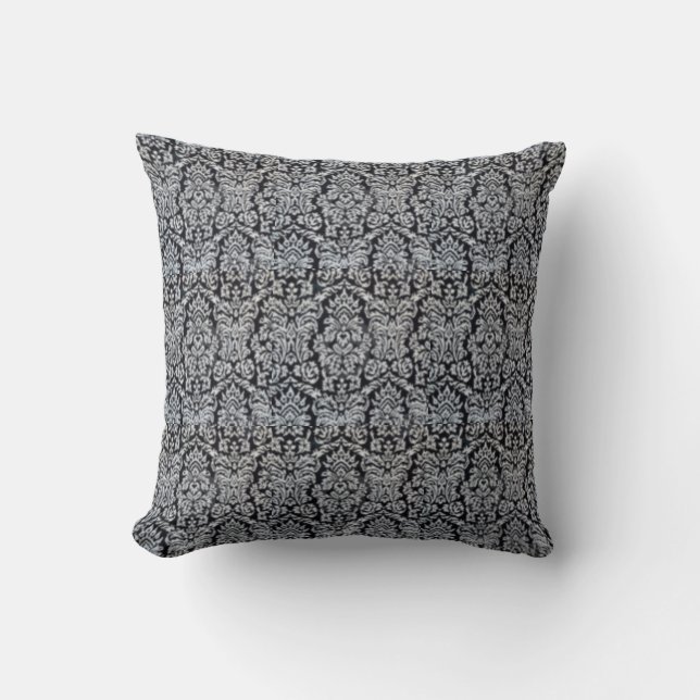 Black Silver Textured Designer Pillow Kussen (Voorkant)