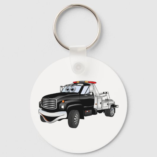 Black Silver Tow Truck Cartoon Sleutelhanger (Voorkant)