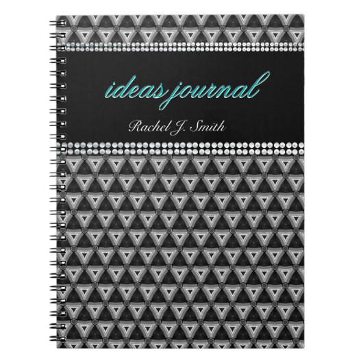 Black Silver Triangle Custom Name Journal-Notitieb Notitieboek (Voorkant)