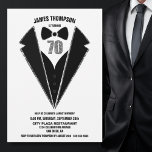 Black Silver Tuxedo 70th Birthday Party Kaart<br><div class="desc">Viel je 70ste verjaardag in stijl uit en nodig je vrienden en geliefden uit voor je verjaardag met deze zwarte en zilveren uitnodiging.</div>