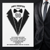 Black Silver Tuxedo 90th Birthday Party Kaart