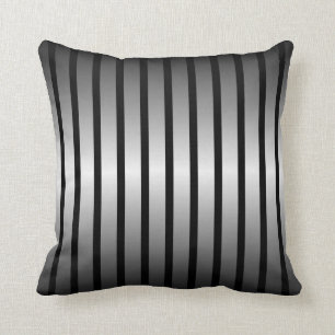 Black Silver Vertical Stripe Sierkussen