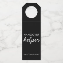 Black Silver Wedding Hangover Helper Label w Hasht
