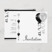 Black Silver White Balloons Special Event Kaart (Voorkant / Achterkant)