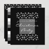 Black Silver White Kerstparty uitnodiging 2 (Voorkant / Achterkant)