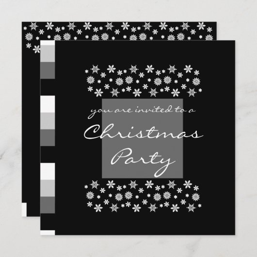 Black Silver White Kerstparty uitnodiging 2 (Voorkant / Achterkant)