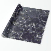 Black Silver White Modern  Floral Toile Cadeaupapier (Uitgerold)