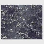 Black Silver White Modern  Floral Toile Cadeaupapier (Vlak)