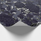 Black Silver White Modern  Floral Toile Cadeaupapier (Hoek)