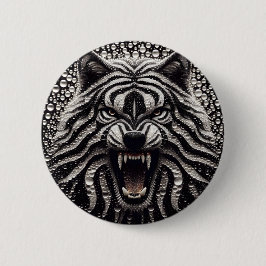 Black & Silver Wolf Button