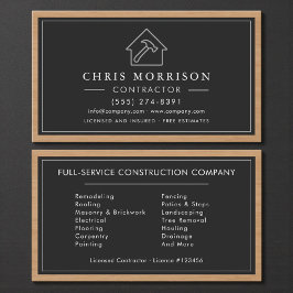 Black & Silver Wood Building Construction  Visitekaartje