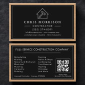 Black Silver Wood Construction Contractor QR Code Visitekaartje