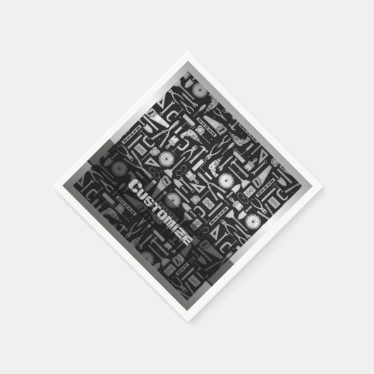 Black & Silver Workshop Tools Napkins Servetten (Hoek)