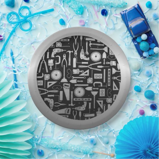 Black & Silver Workshop Tools Paper Bord (Feest)