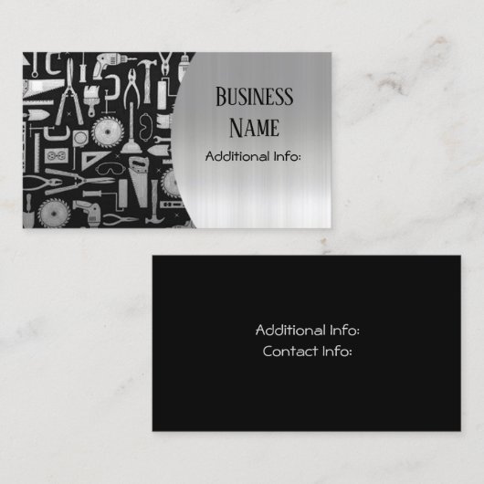Black & Silver Workshop Tools Visitekaartje (Voorkant / Achterkant)