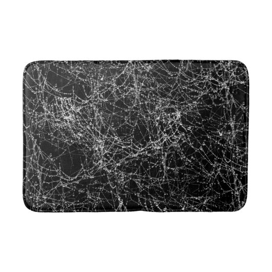 Black & Silvery Spider Webs Chic Halloween Badmat (Voorkant)