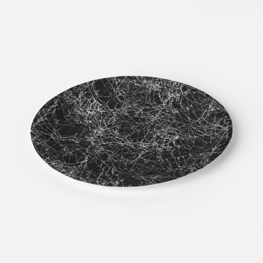 Black & Silvery Spider Webs Chic Halloween Papieren Bordje (Gekanteld)
