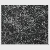 Black & Silvery Spider Webs Chic Halloween Party Cadeaupapier (Vlak)