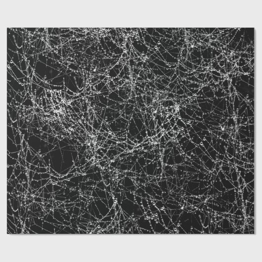 Black & Silvery Spider Webs Chic Halloween Party Cadeaupapier (Vlak)