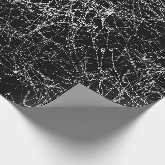 Black & Silvery Spider Webs Chic Halloween Party Cadeaupapier (Hoek)