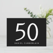 Black Simple 50th Verjaardagsfeest Kaart (Staand voorkant)