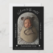 Black Simple Arch Lijst Foto geboorteaankondiging Aankondiging (Voorkant)