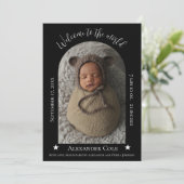 Black Simple Arch Lijst Foto geboorteaankondiging Aankondiging (Staand voorkant)