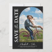 Black Simple Arch Photo Wedding Save the Date (Voorkant)