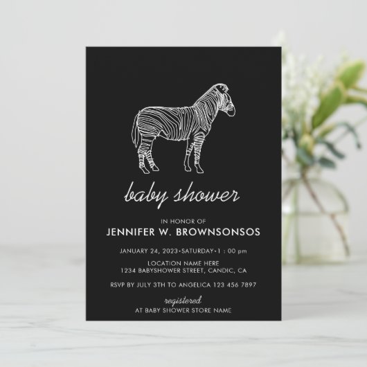 Black Simple Basic Linear-Zebra Kaart (Staand voorkant)