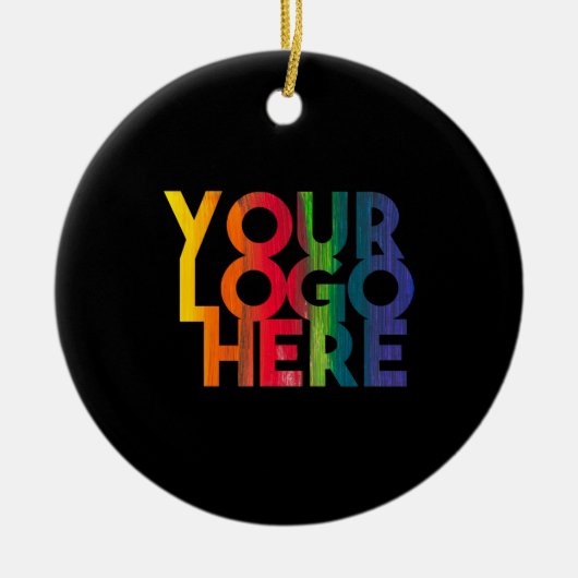 Black Simple Business Logo-kerstfeestmaal Keramisch Ornament (Voorkant)