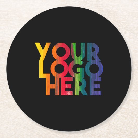 Black Simple Business Logo Ronde Kartonnen Onderzetter (Voorkant)