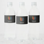Black Simple Business Logo Waterfles Etiket (Flessen)