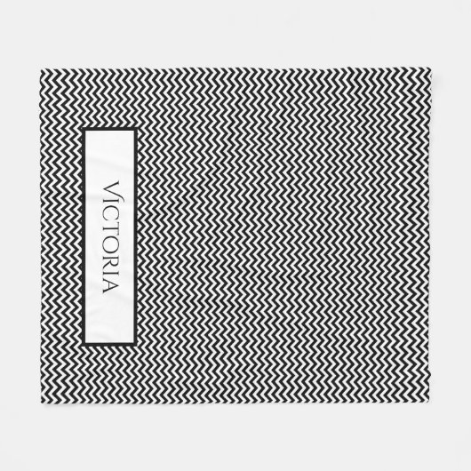 Black Simple Chevron Personalized Fleece Blanket (Voorkant (Horizontaal))