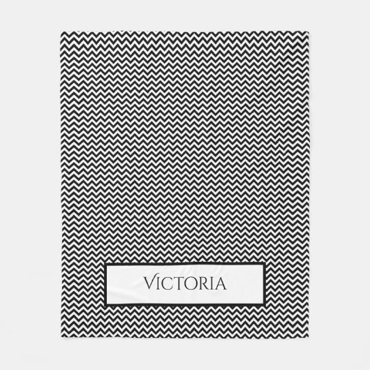 Black Simple Chevron Personalized Fleece Blanket Deken (Voorkant)