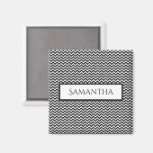 Black Simple Chevron Personalized Magnet (Voorkant / Achterkant)