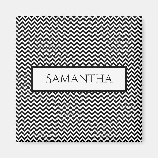 Black Simple Chevron Personalized Magnet (Voorkant)