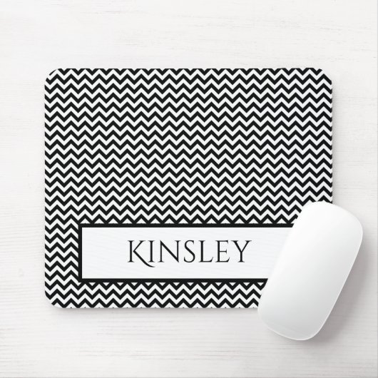 Black Simple Chevron, persoonlijk Muismat (Met muis)