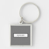 Black Simple Chevron persoonlijke Sleutelhanger (Voorkant)