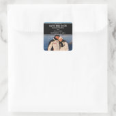 Black Simple Chic Photo Save the Date Stickers (Tas)