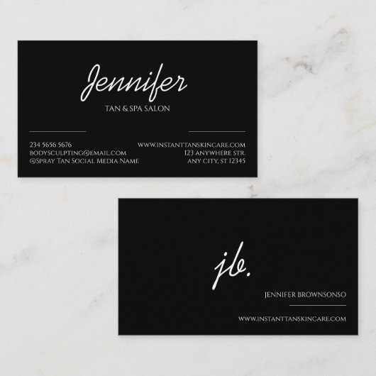 Black Simple Clean Shape-Logo Modernist Visitekaartje (Voorkant / Achterkant)